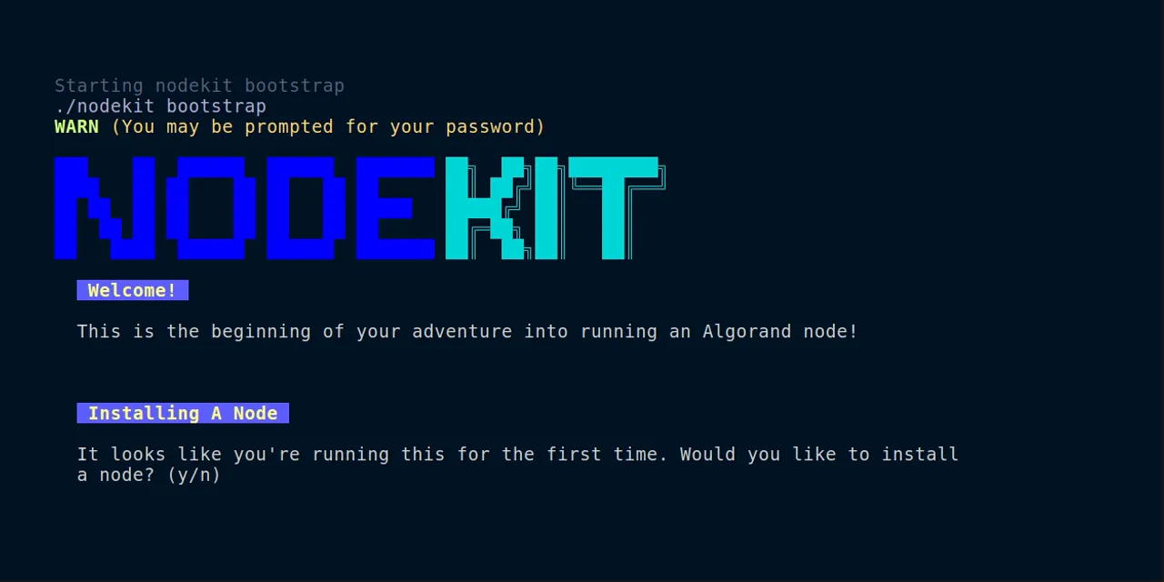 Screenshot of a typical NodeKit installation process