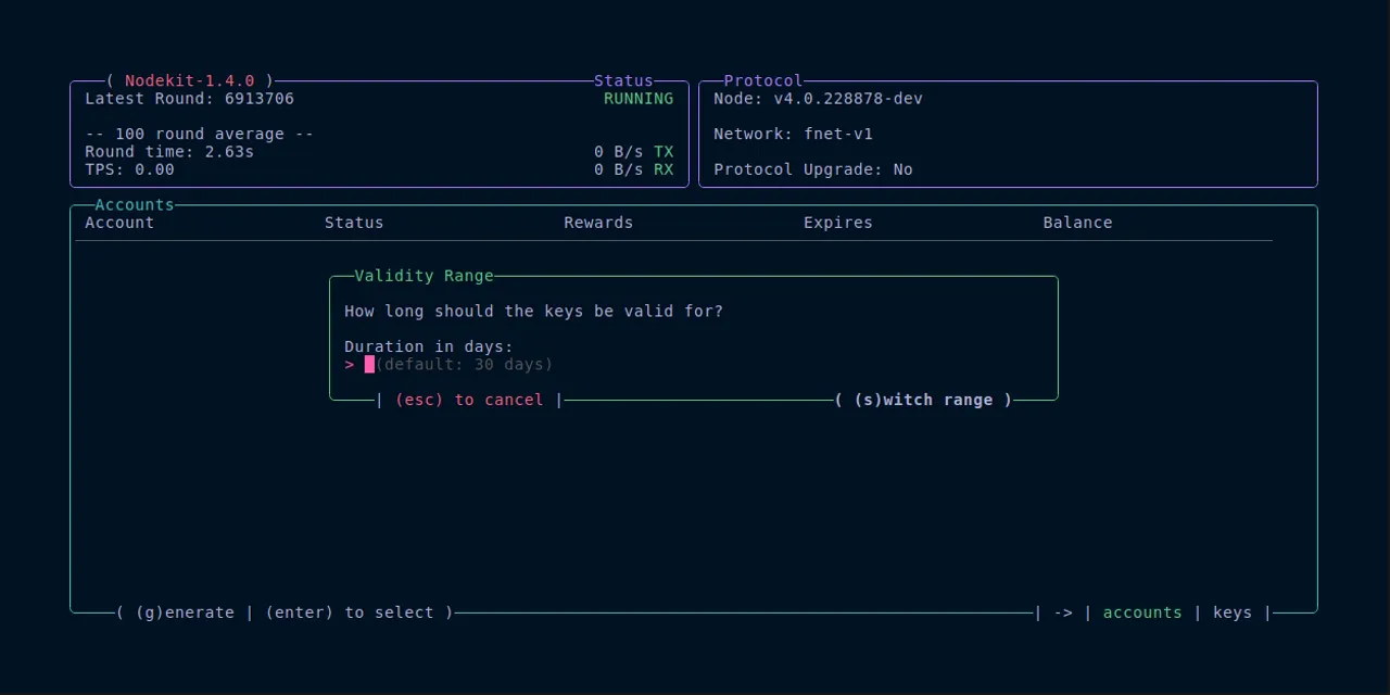 NodeKit key information display